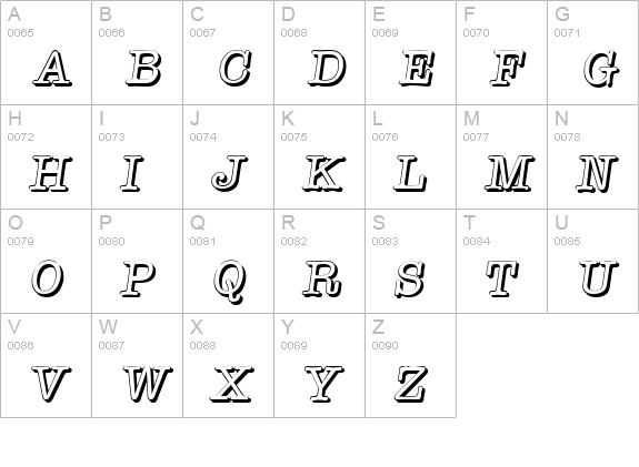 TypewriterShadow-Italic uppercase A-Z preview