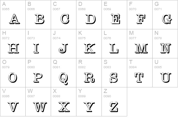 TypewriterShadow-Regular uppercase A-Z preview