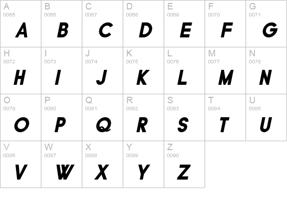 Typo Grotesk Black Italic uppercase A-Z preview