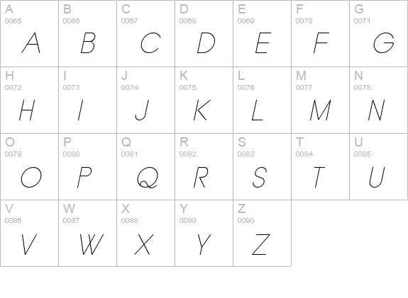 Typo Grotesk Thin Italic uppercase A-Z preview