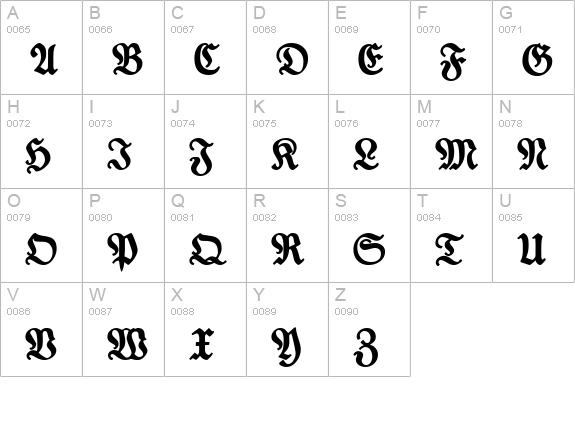 TypographerFraktur Bold uppercase A-Z preview