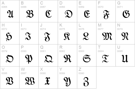 TypographerFraktur Medium uppercase A-Z preview