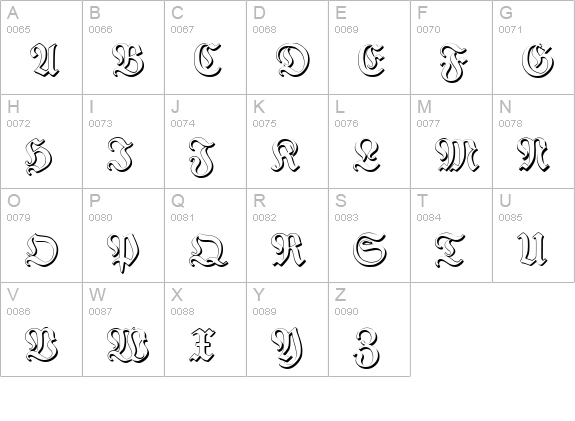 TypographerFraktur Shadow uppercase A-Z preview