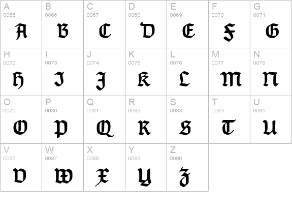 TypographerGotisch D Bold uppercase A-Z preview