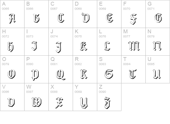 TypographerGotisch Schatten S uppercase A-Z preview