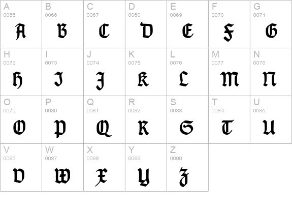 TypographerGotisch Schmal Bold uppercase A-Z preview