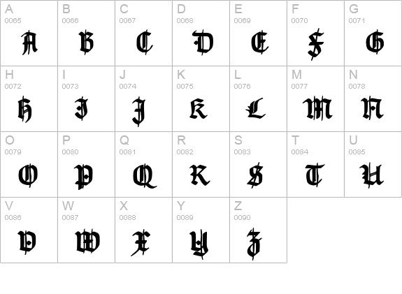 TypographerGotisch Schmuck Bold uppercase A-Z preview