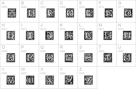 TypographerWoodcutInitialsOne uppercase A-Z preview
