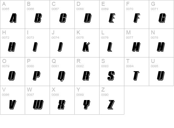 Typoline Demi Shadow Italic uppercase A-Z preview