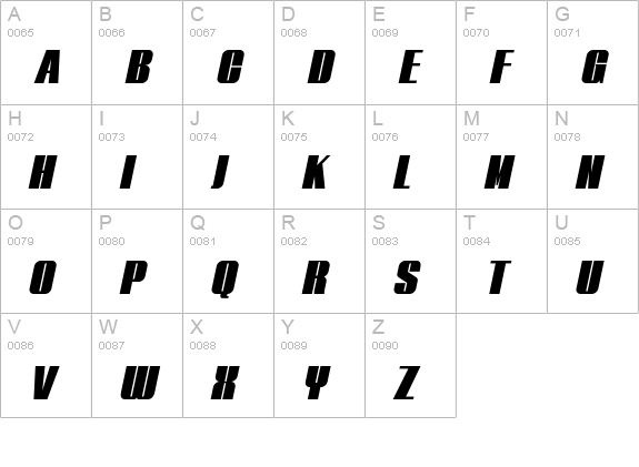 Typoline Italic uppercase A-Z preview
