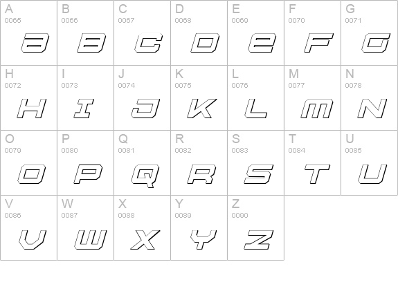 U.S.S. Dallas Outline Italic uppercase A-Z preview