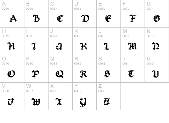 Uberhölme uppercase A-Z preview