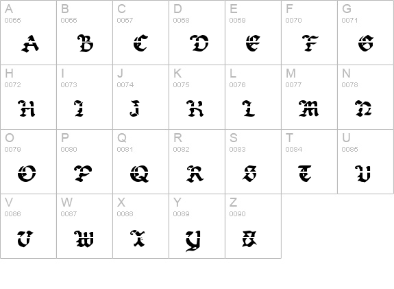 Uberhölme Lazar uppercase A-Z preview
