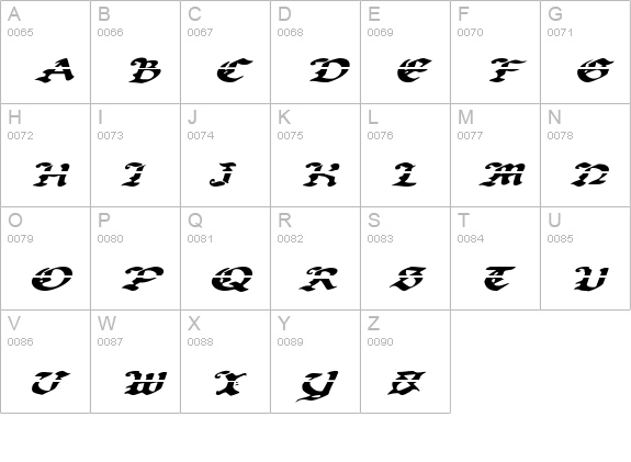 Uberhölme Lazar Expanded Italic uppercase A-Z preview