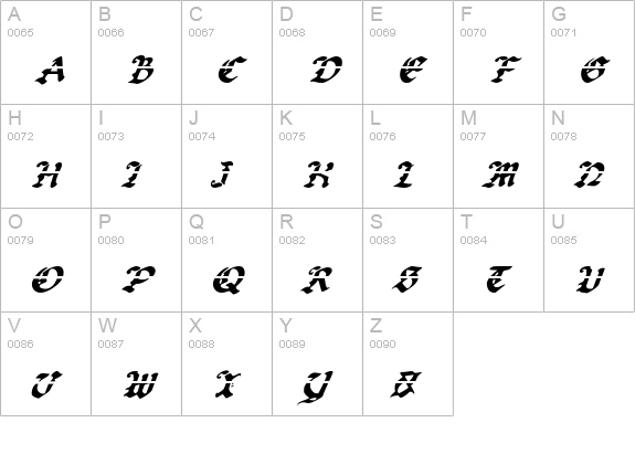 Uberhölme Lazar Italic uppercase A-Z preview