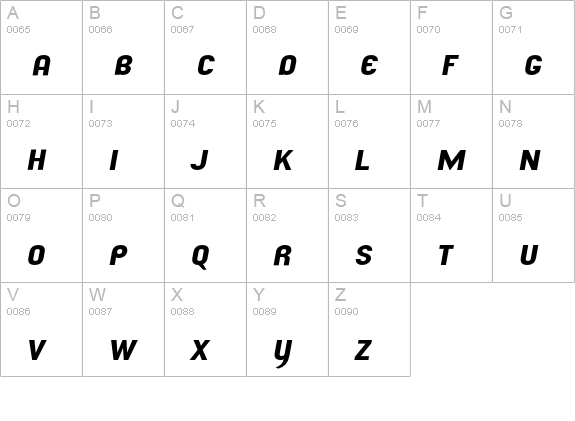 UdoWideLeaned uppercase A-Z preview