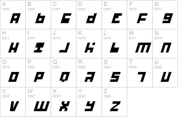 UFO Hunter Expanded Italic uppercase A-Z preview