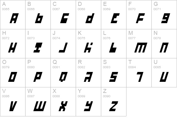 UFO Hunter Italic uppercase A-Z preview