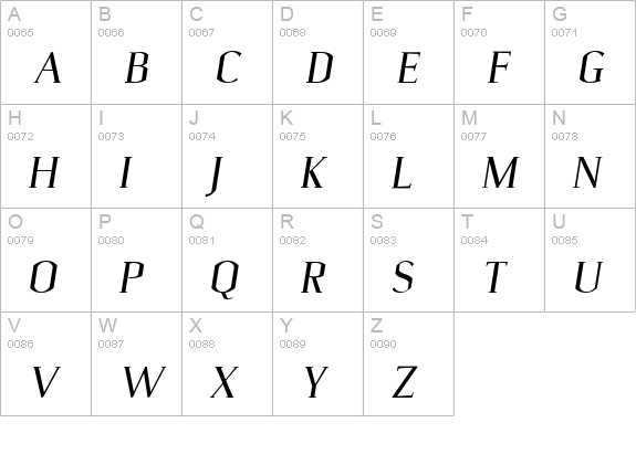 Ulian Italic uppercase A-Z preview