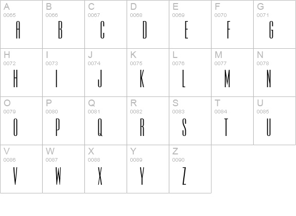UltraCondensedSansOne uppercase A-Z preview