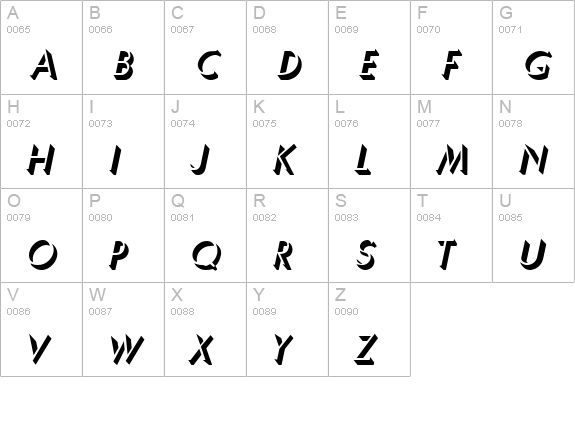 UltraShadow Italic uppercase A-Z preview