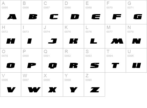 UltraViolent BB Italic uppercase A-Z preview