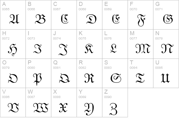 Unger-Fraktur uppercase A-Z preview