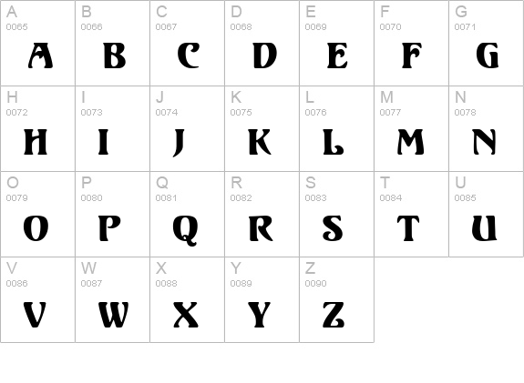 Unicorn Regular uppercase A-Z preview