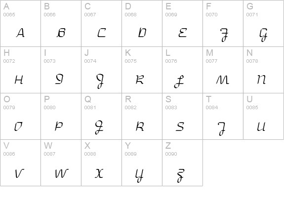 Uniglow-FiftyCursive uppercase A-Z preview