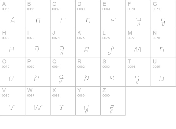 Uniglow-TenCursive uppercase A-Z preview