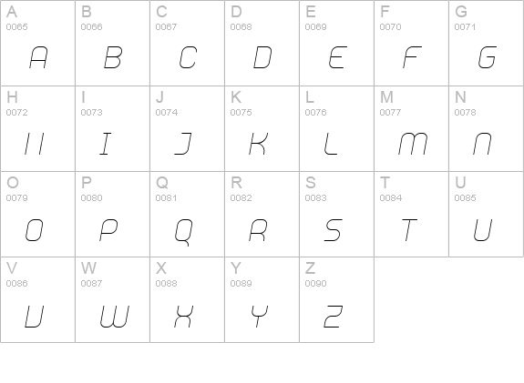 Unisect LightOblique uppercase A-Z preview