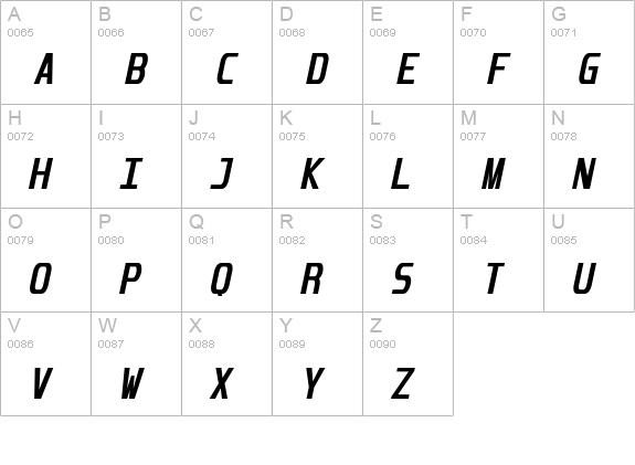 Unispace Bold Italic uppercase A-Z preview