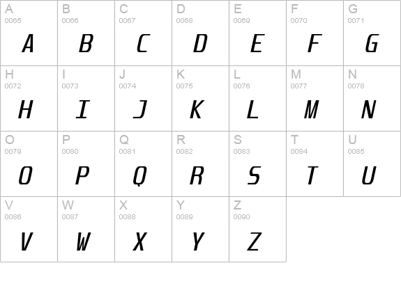 Unispace Italic uppercase A-Z preview