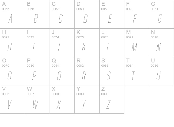 United Italic Cond Thin uppercase A-Z preview