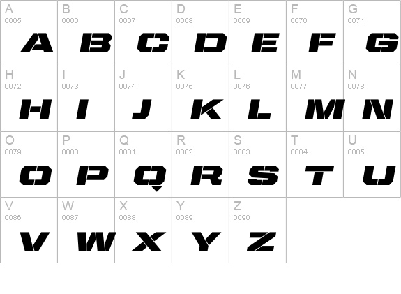 United Italic Ext Stencil uppercase A-Z preview