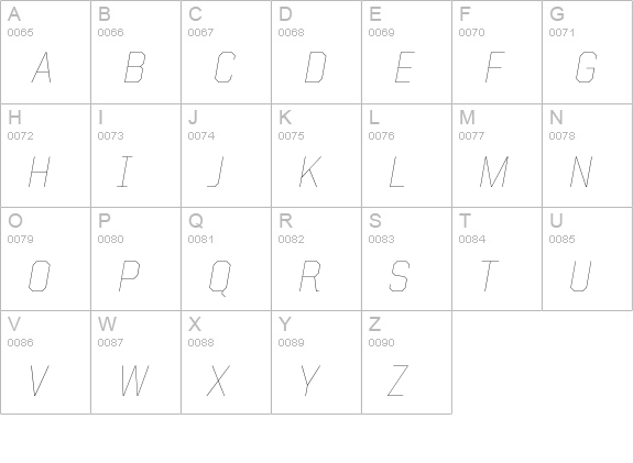 United Italic Reg Thin uppercase A-Z preview