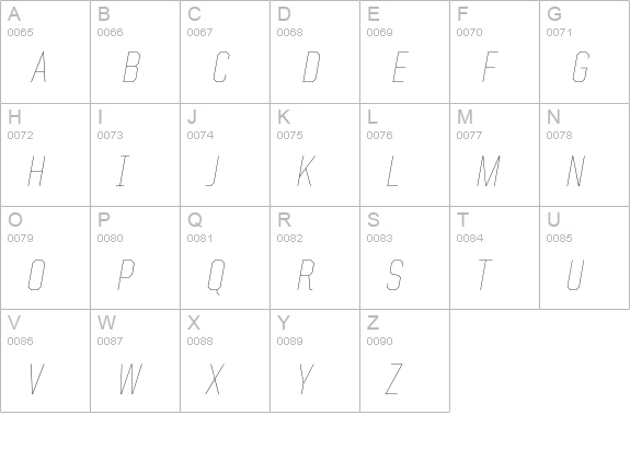 United Italic SemiCond Thin uppercase A-Z preview