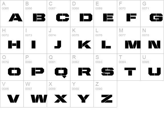United Sans Ext Stencil uppercase A-Z preview
