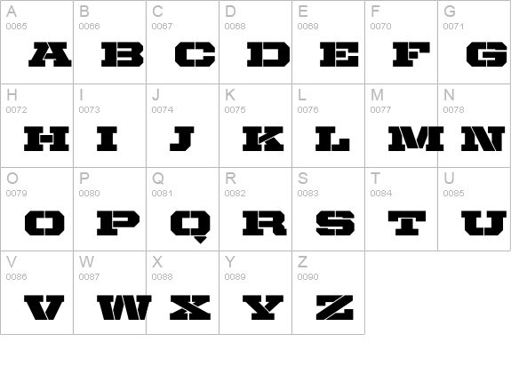 United Serif Ext Stencil uppercase A-Z preview