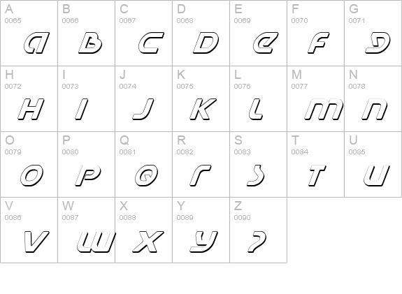 Universal Jack Shadow Italic uppercase A-Z preview