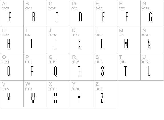 UniversalNineTeen uppercase A-Z preview