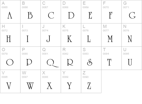 University LT Roman uppercase A-Z preview