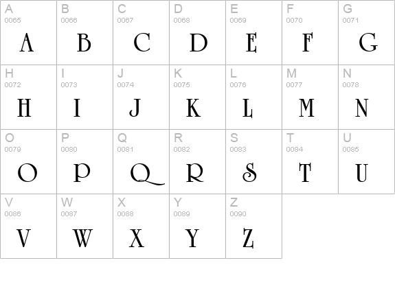 University Roman Bold BT uppercase A-Z preview