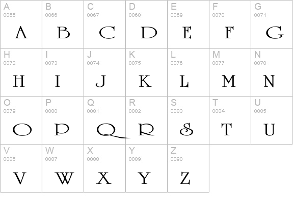 University-Thin Ex uppercase A-Z preview