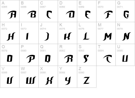 Unofficial BoP Font uppercase A-Z preview