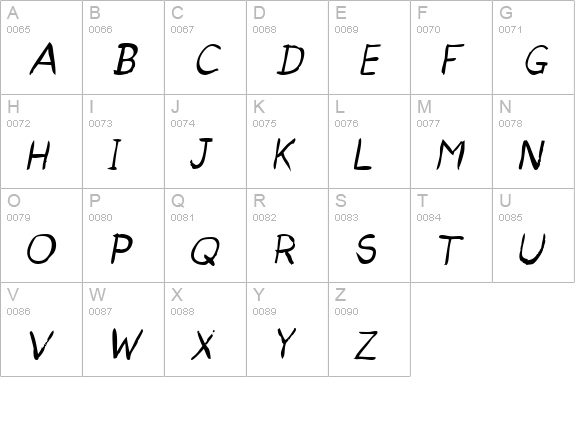 Untidy Italic Skrawl uppercase A-Z preview