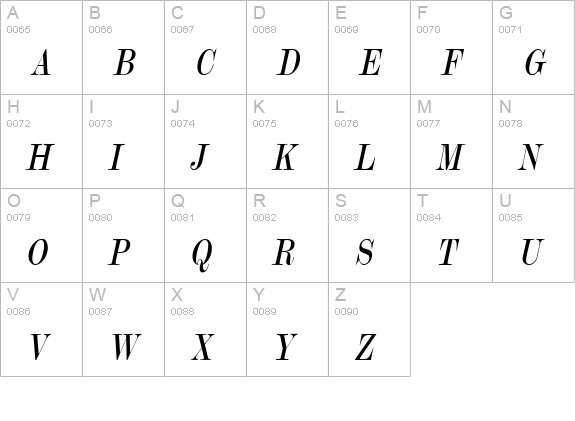 Update 20 Condensed Italic uppercase A-Z preview