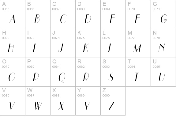 UppEa Cn Italic uppercase A-Z preview