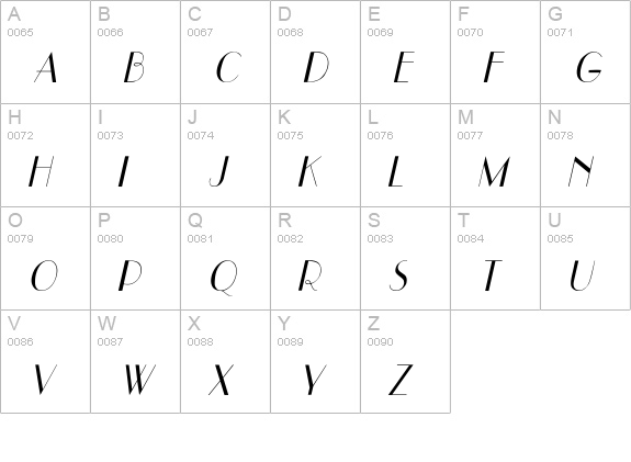 UppEa Th Italic uppercase A-Z preview