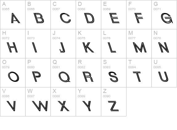 Uptight Lefti uppercase A-Z preview